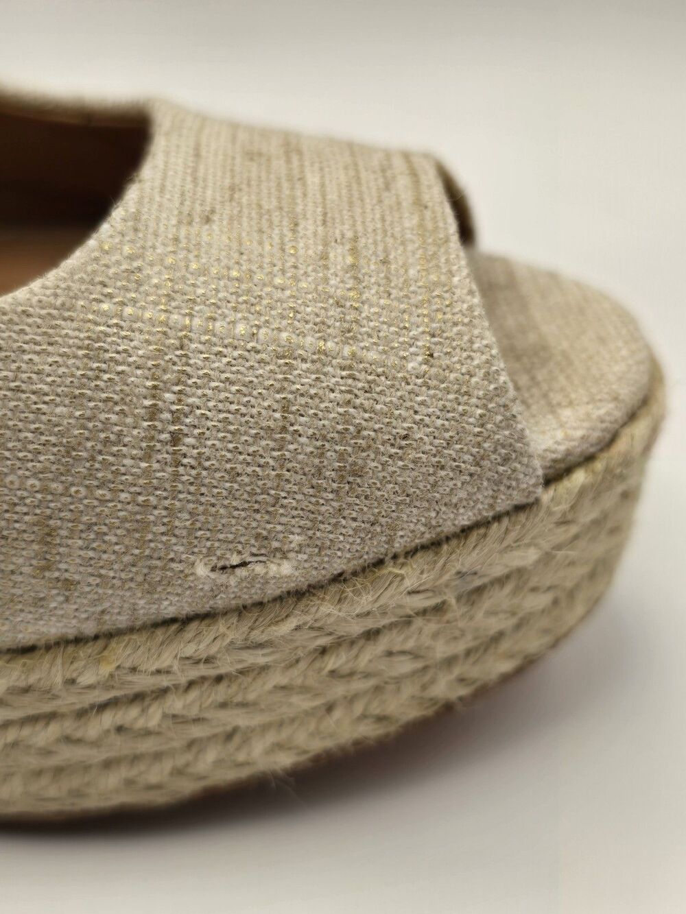 Coach Milan Platform Espadrille Wedge Heel Peep Toe Gold Size 8.5 - Picture 7 of 13